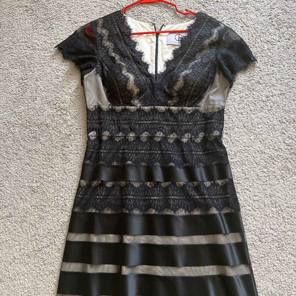 Black and Cream lace/satin cocktail dress- Size 14